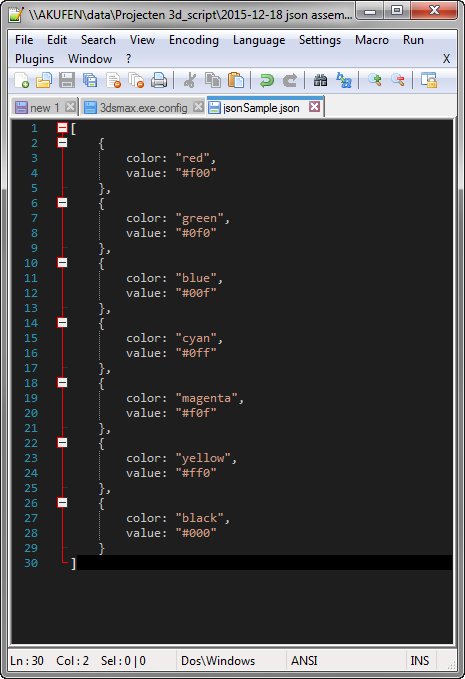 A sample json file with an array of json objects