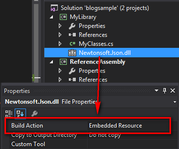 Embed the json.net dll in my dll